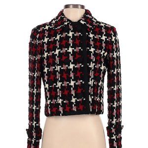 Carlisle Tweed Blazer Jacket - Burgundy & Black - Size 0